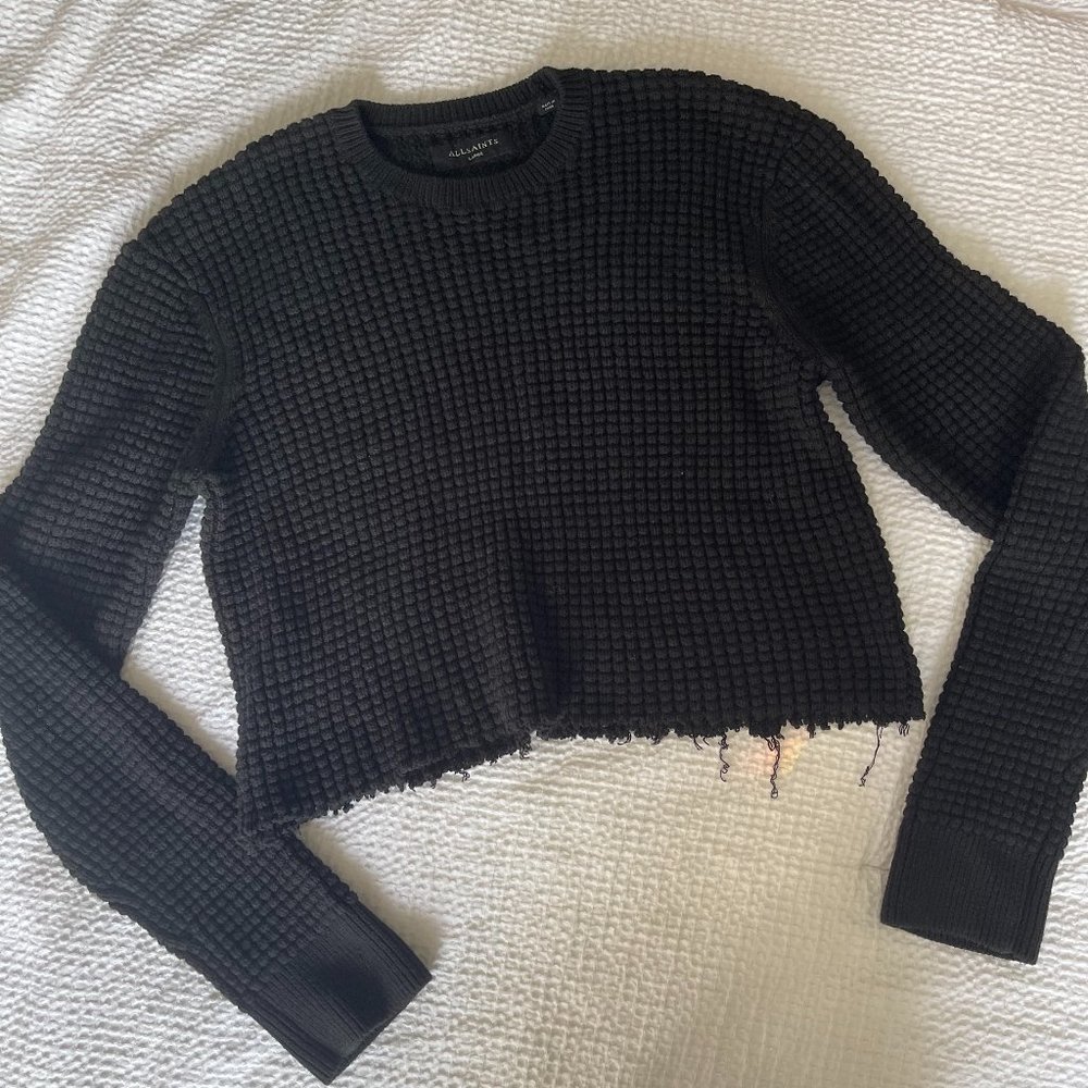 Black Cropped All Saints Knit Sweater - Picture 2 of 4